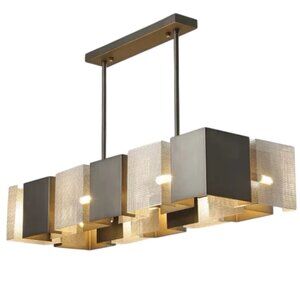 Fancy Postmodern LED Iron Black Silver Chandelier L39.4 X H6.3"